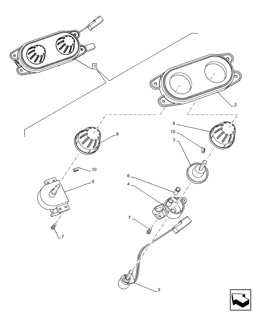 Схема запчастей Case 121F - (55.051.AD[02]) - VAR - 734505 - HEATING SYSTEM, CONTROL PANEL, COMPONENTS (55) - ELECTRICAL SYSTEMS