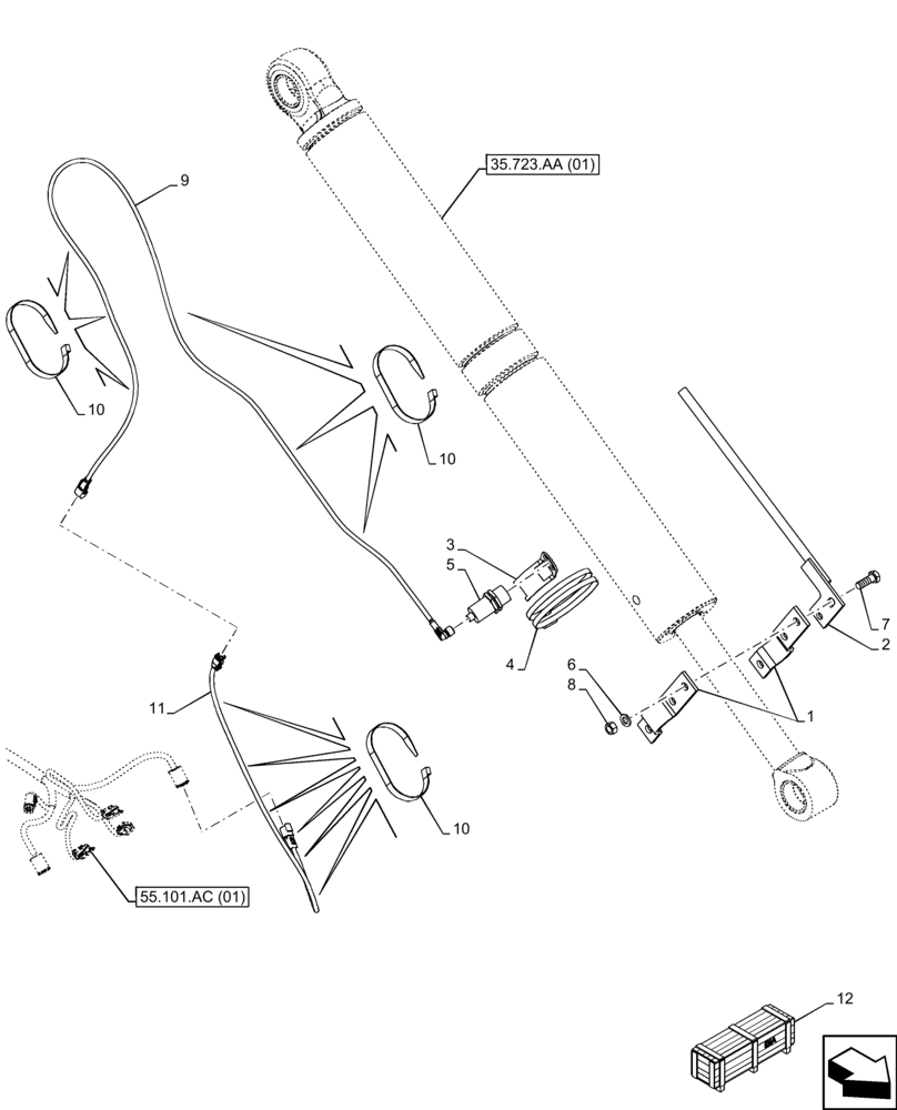 Схема запчастей Case 121F - (55.415.AA) - VAR - 782734 - LOADER BUCKET, CONTROL, HARNESS (55) - ELECTRICAL SYSTEMS