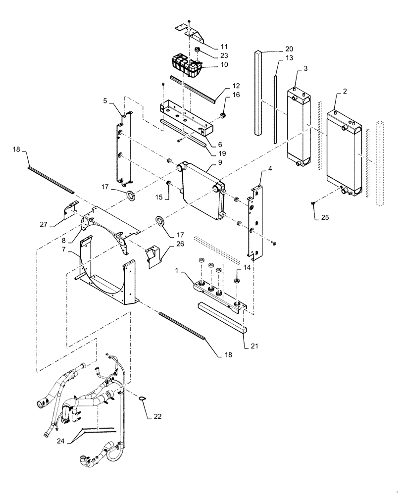 Схема запчастей Case 1150M LT - (10.400.BF[03]) - RADIATOR FRAME AND SEALS (10) - ENGINE