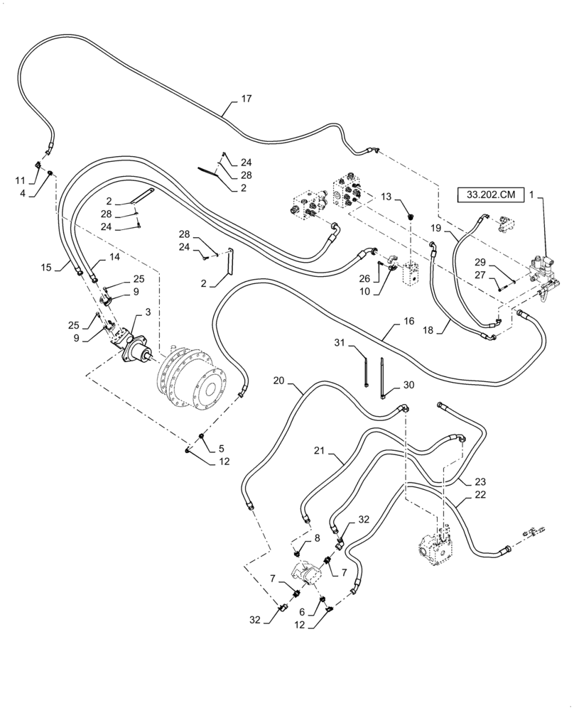 Схема запчастей Case DV209C - (35.995.AB[03]) - FRONT DRUM HYDRAULIC LINES (35) - HYDRAULIC SYSTEMS