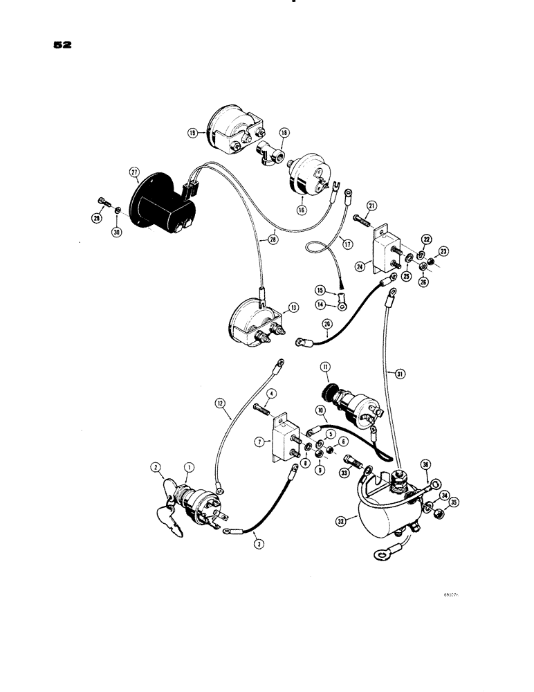 Схема запчастей Case 1150 - (052) - INSTRUMENT PANEL WIRING (06) - ELECTRICAL SYSTEMS