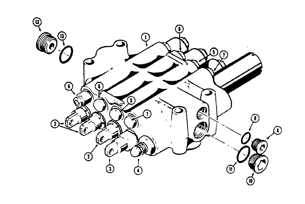 Схема запчастей Case 450 - (230) - R30045 ANGLE TILT DOZER CONTROL VALVE (4 SPOOL), USED WITH RIPPER OR PULL BEHIND HYDRAULICS (07) - HYDRAULIC SYSTEM