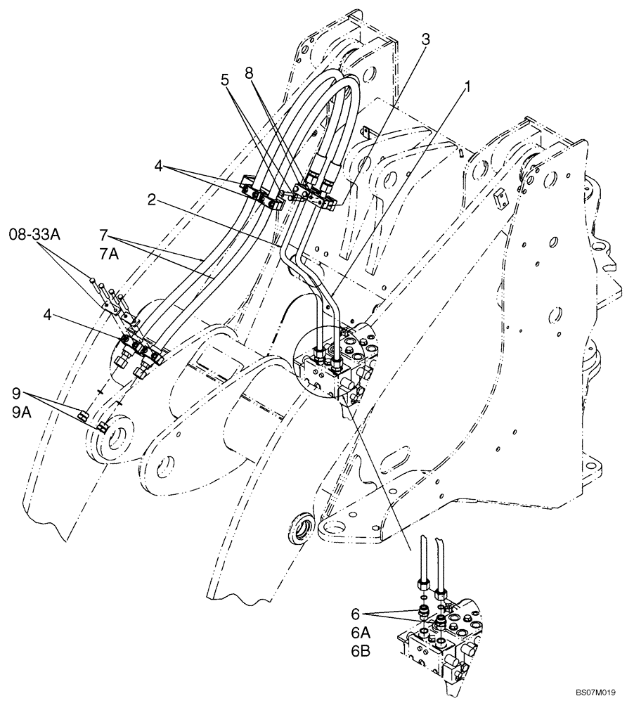 Схема запчастей Case 521E - (08-08) - HYDRAULICS - LOADER AUXILIARY (Z BAR LOADER) (08) - HYDRAULICS