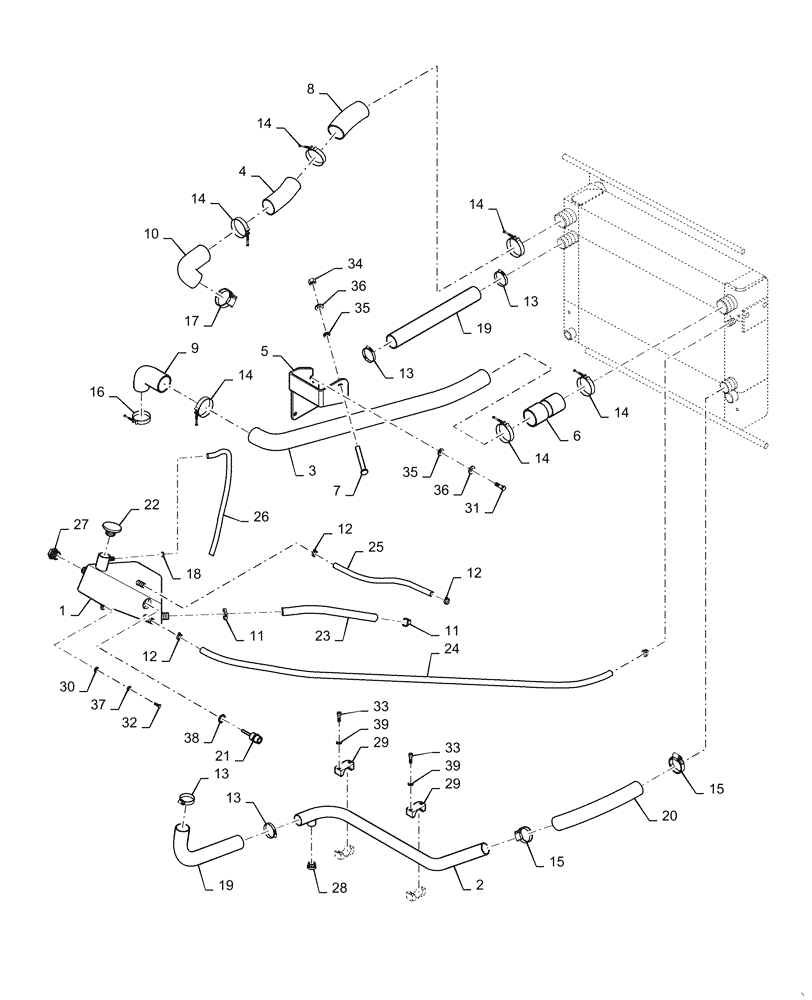 Схема запчастей Case DV210C - (10.400.AP) - ENGINE RADIATOR HOSES (10) - ENGINE