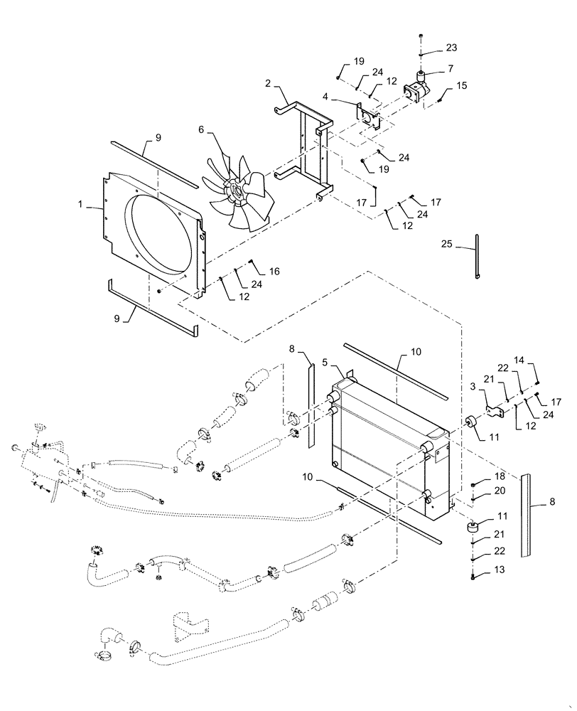 Схема запчастей Case DV210C - (10.400.BE) - ENGINE RADIATOR (10) - ENGINE