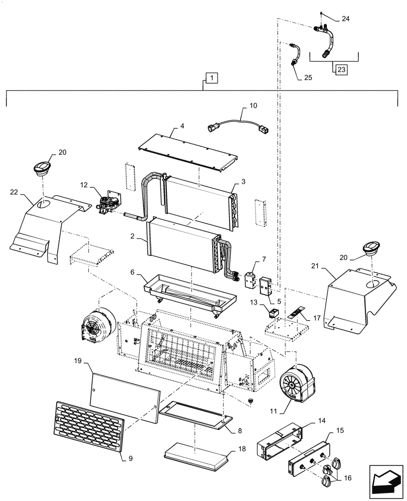 Схема запчастей Case 2050M XLT PAT - (50.200.010) - VAR- 784391 - HEATER AND A/C SYSTEM (50) - CAB CLIMATE CONTROL