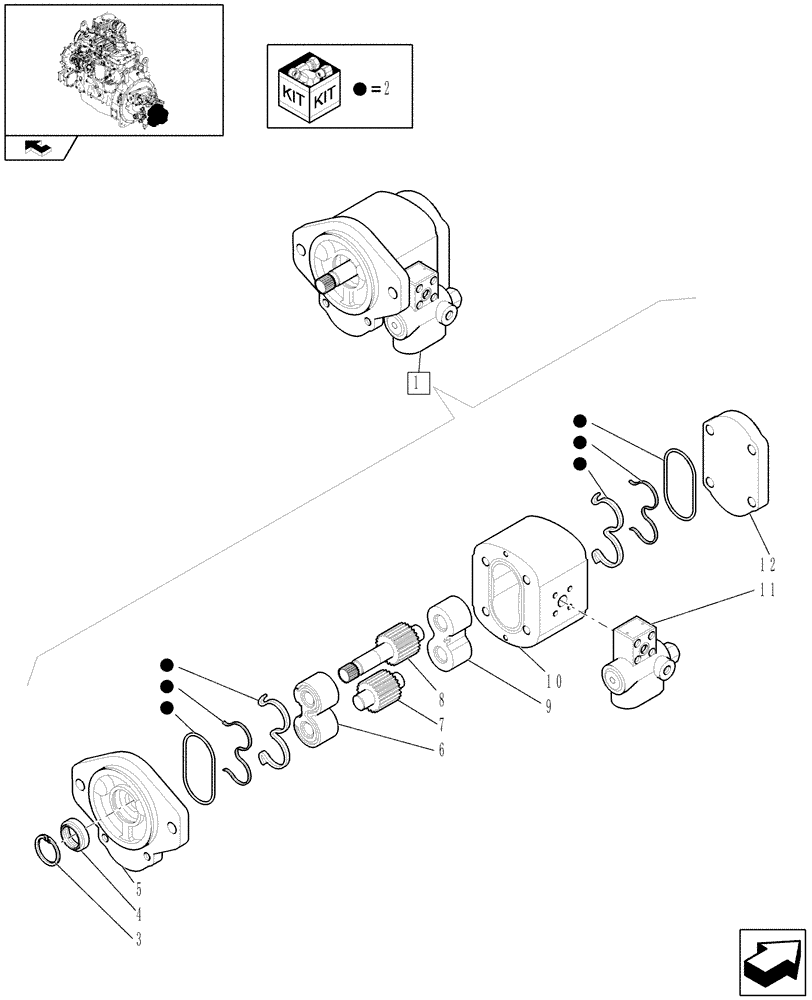 Схема запчастей Case 121E - (1.10.0/01A) - GEAR PUMP (07) - HYDRAULIC SYSTEMS