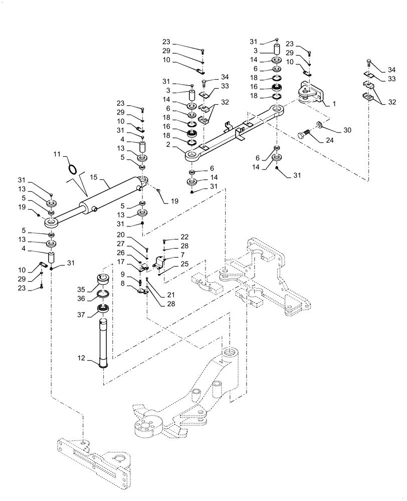 Схема запчастей Case DV210D - (39.100.AN[01]) - ARTICULATION JOINT (39) - FRAMES AND BALLASTING