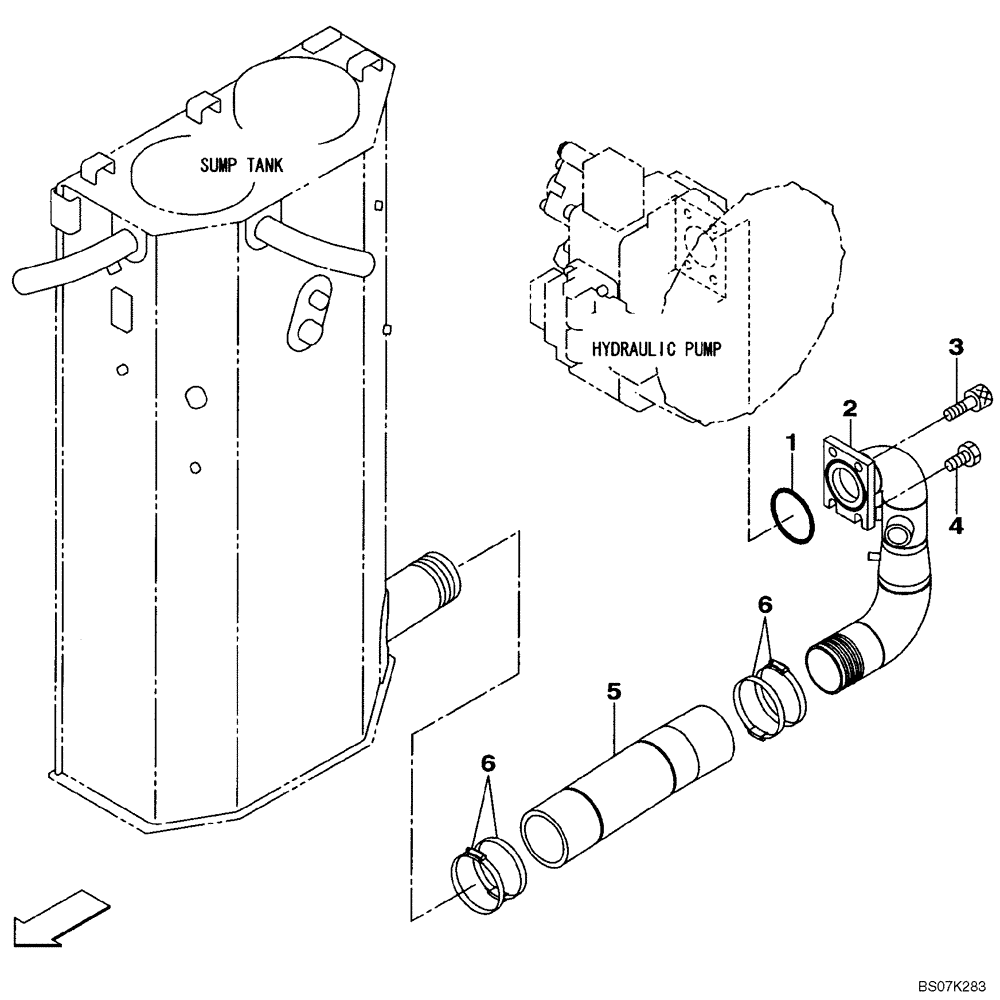 Схема запчастей Case CX225SR - (08-08) - HYDRAULICS - PUMP SUCTION LINE (08) - HYDRAULICS