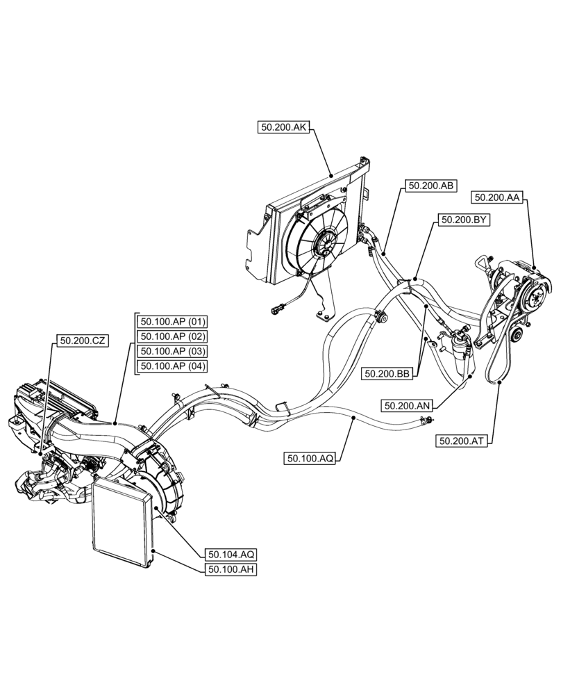 Схема запчастей Case 321F - (50.000.00) - SECTION INDEX - CAB CLIMATE CONTROL (50) - CAB CLIMATE CONTROL
