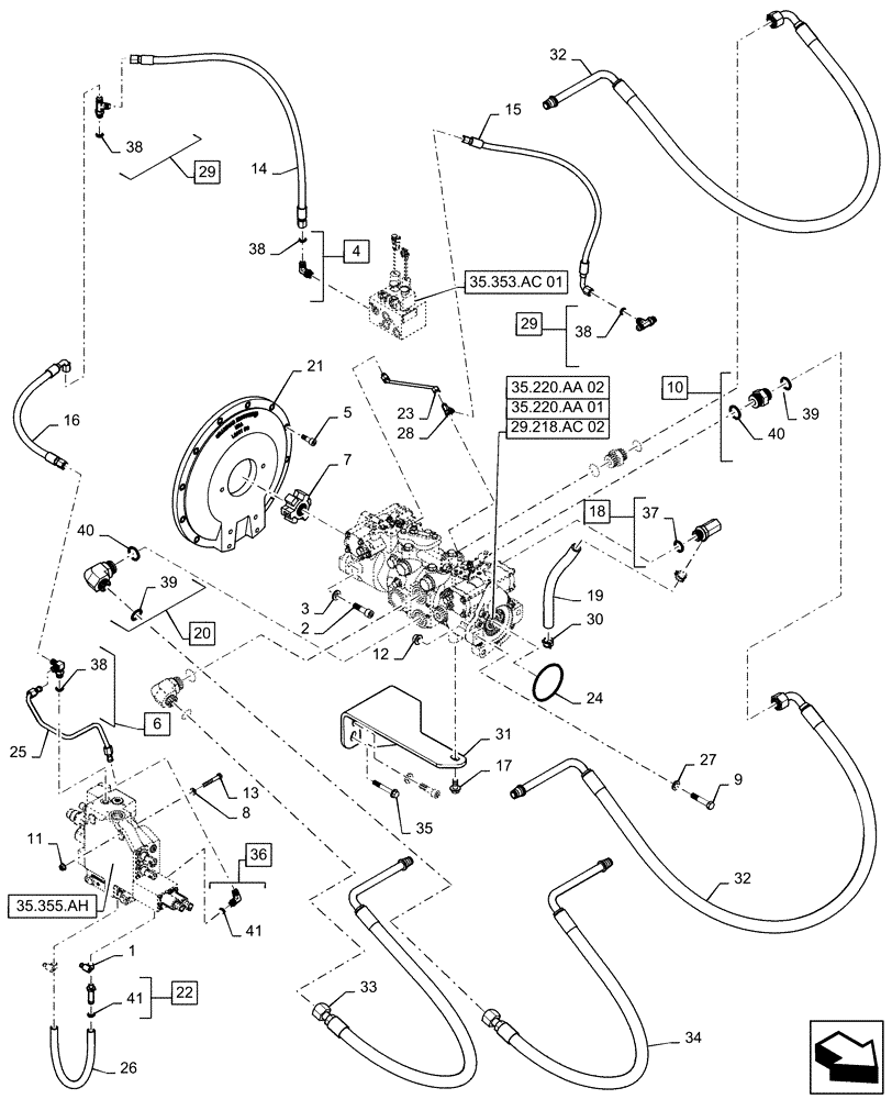 Схема запчастей Case TR270 - (29.204.AB[01]) - HYDROSTATIC PUMP, DRIVE LINES, MECHANICAL CONTROLS (19-NOV-2015 & PRIOR) (29) - HYDROSTATIC DRIVE