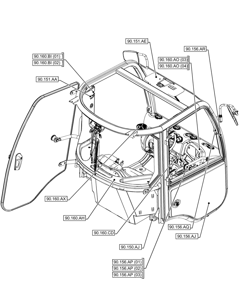 Схема запчастей Case 321F - (90.000.00[03]) - SECTION INDEX - PLATFORM, CAB, BODYWORK & DECALS (90) - PLATFORM, CAB, BODYWORK AND DECALS