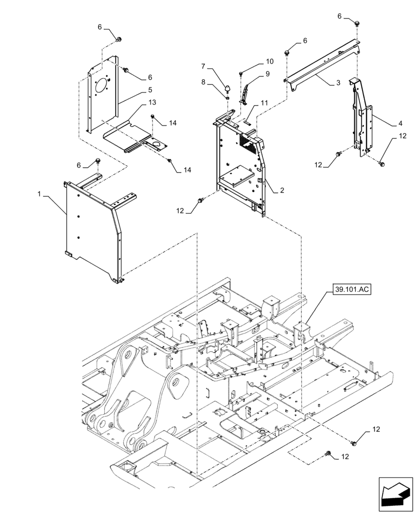 Схема запчастей Case CX250D LC - (90.105.BV[08]) - STD + VAR - 488031 - HOUSING & COVERS (90) - PLATFORM, CAB, BODYWORK AND DECALS