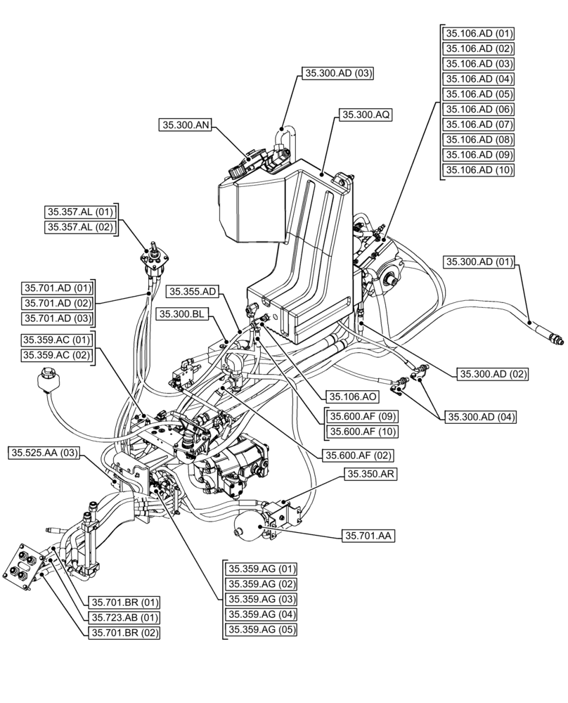 Схема запчастей Case 321F - (35.000.00[01]) - SECTION INDEX - HYDRAULIC SYSTEMS (35) - HYDRAULIC SYSTEMS