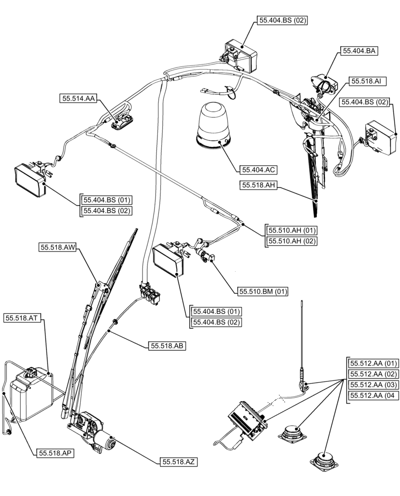Схема запчастей Case 321F - (55.000.00[05]) - SECTION INDEX - ELECTRICAL SYSTEMS (55) - ELECTRICAL SYSTEMS