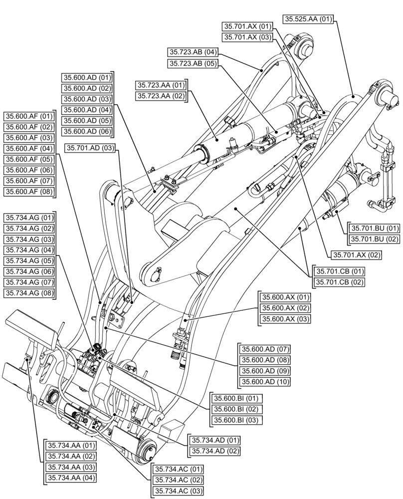 Схема запчастей Case 321F - (35.000.00[02]) - SECTION INDEX - HYDRAULIC SYSTEMS (35) - HYDRAULIC SYSTEMS