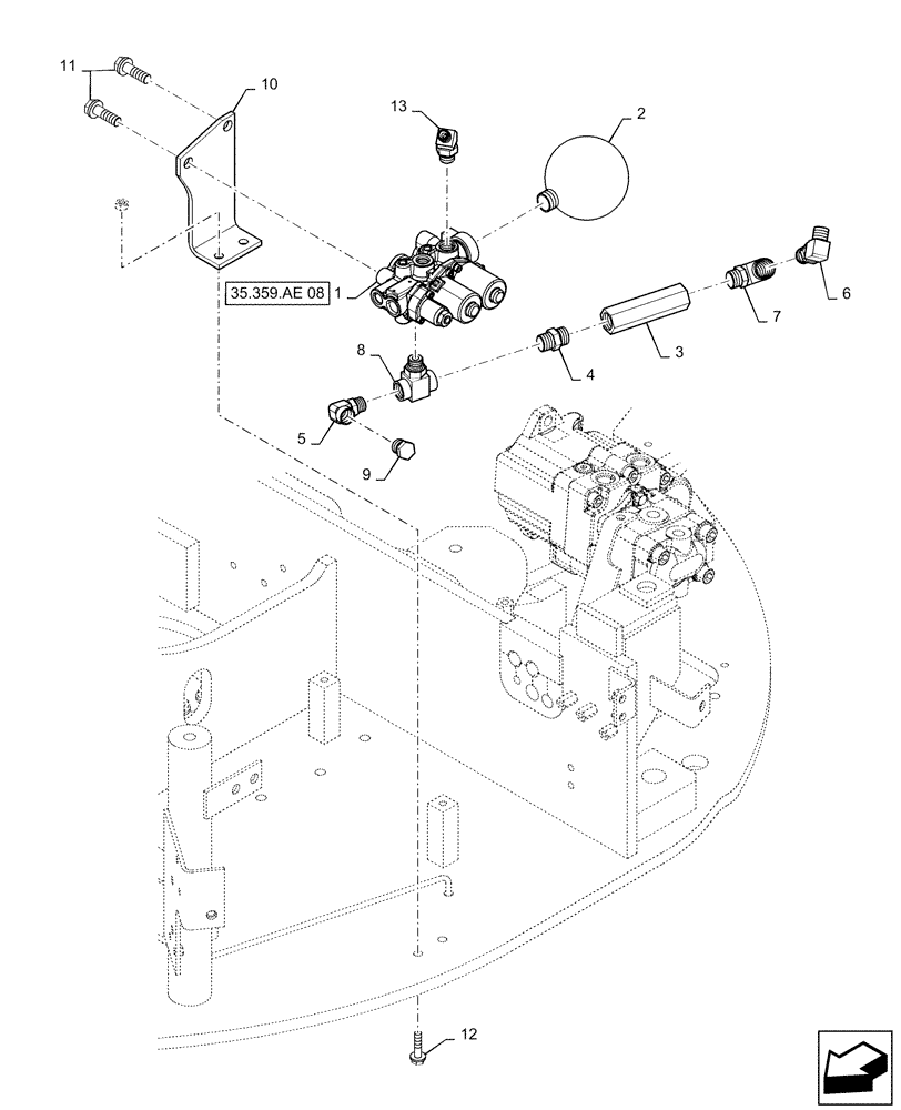 Схема запчастей Case CX31B - (35.359.AE[06]) - CONTROL, LINES, VALVE, NIBBLER & BREAKER (35) - HYDRAULIC SYSTEMS