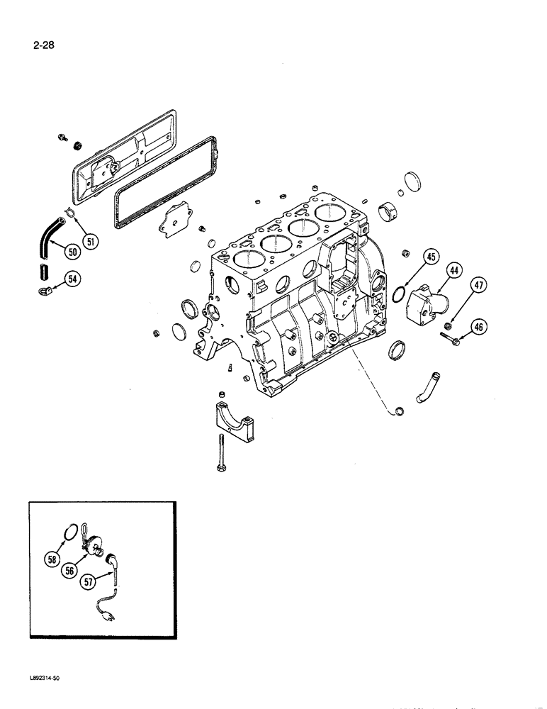Схема запчастей Case 450C - (2-28) - CYLINDER BLOCK, 4T-390 ENGINE (02) - ENGINE