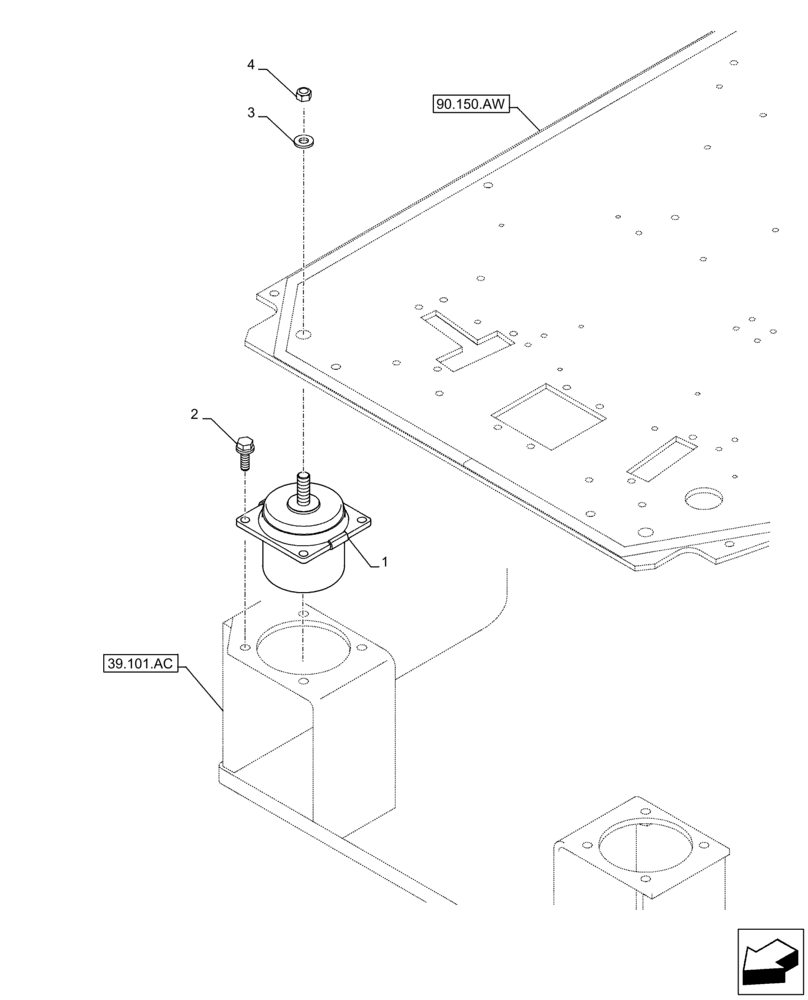 Схема запчастей Case CX250D LC LR - (90.150.AJ) - STD + VAR - 461863, 461865, 461869, 461871, 461872 - CAB, SUSPENSION (90) - PLATFORM, CAB, BODYWORK AND DECALS