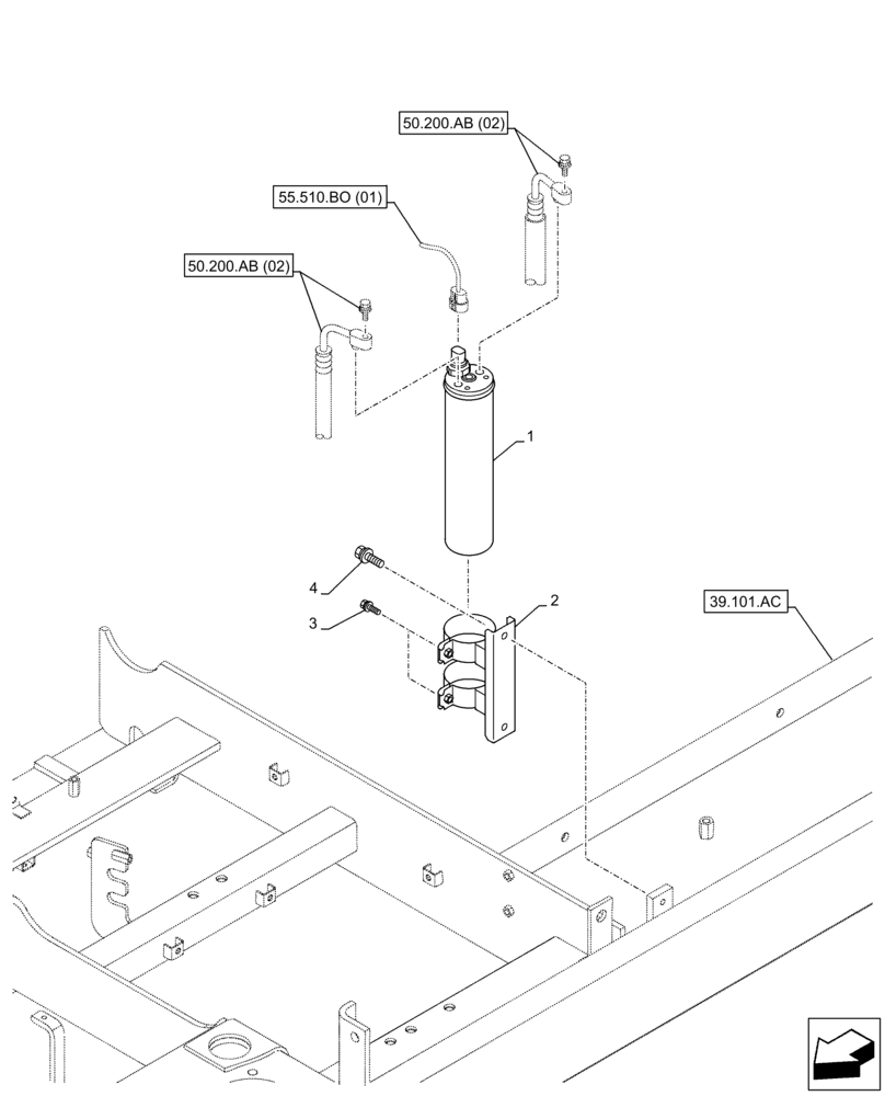 Схема запчастей Case CX250D LC - (50.200.AN) - AIR CONDITIONING, RECEIVER-DRYER (50) - CAB CLIMATE CONTROL
