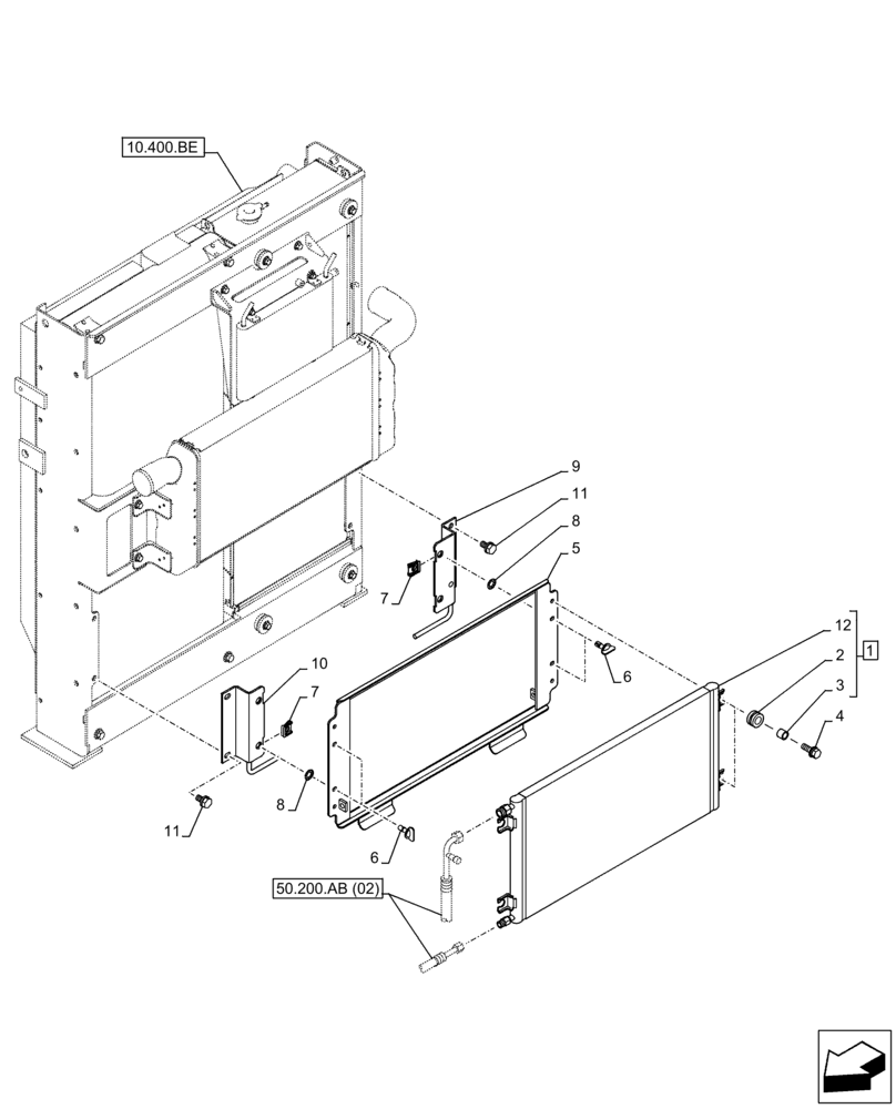 Схема запчастей Case CX250D LC - (50.200.AK) - AIR CONDITIONING, CONDENSER (50) - CAB CLIMATE CONTROL