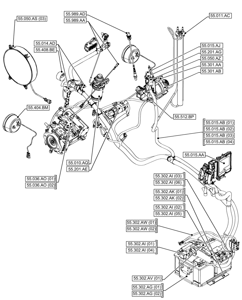 Схема запчастей Case 321F - (55.000.00[01]) - SECTION INDEX - ELECTRICAL SYSTEMS (55) - ELECTRICAL SYSTEMS