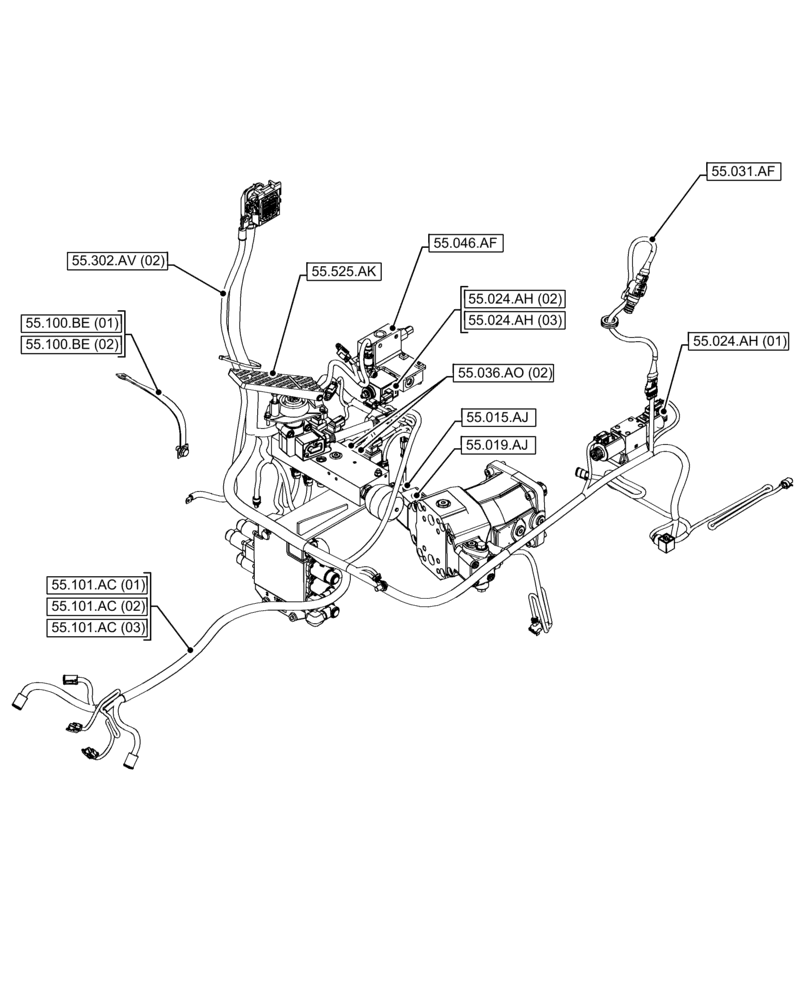 Схема запчастей Case 321F - (55.000.00[02]) - SECTION INDEX - ELECTRICAL SYSTEMS (55) - ELECTRICAL SYSTEMS