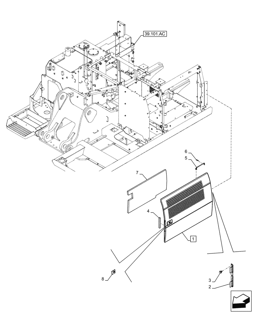 Схема запчастей Case CX250D LC - (90.105.CO[02]) - STD + VAR - 488031 - SIDE DOOR (90) - PLATFORM, CAB, BODYWORK AND DECALS