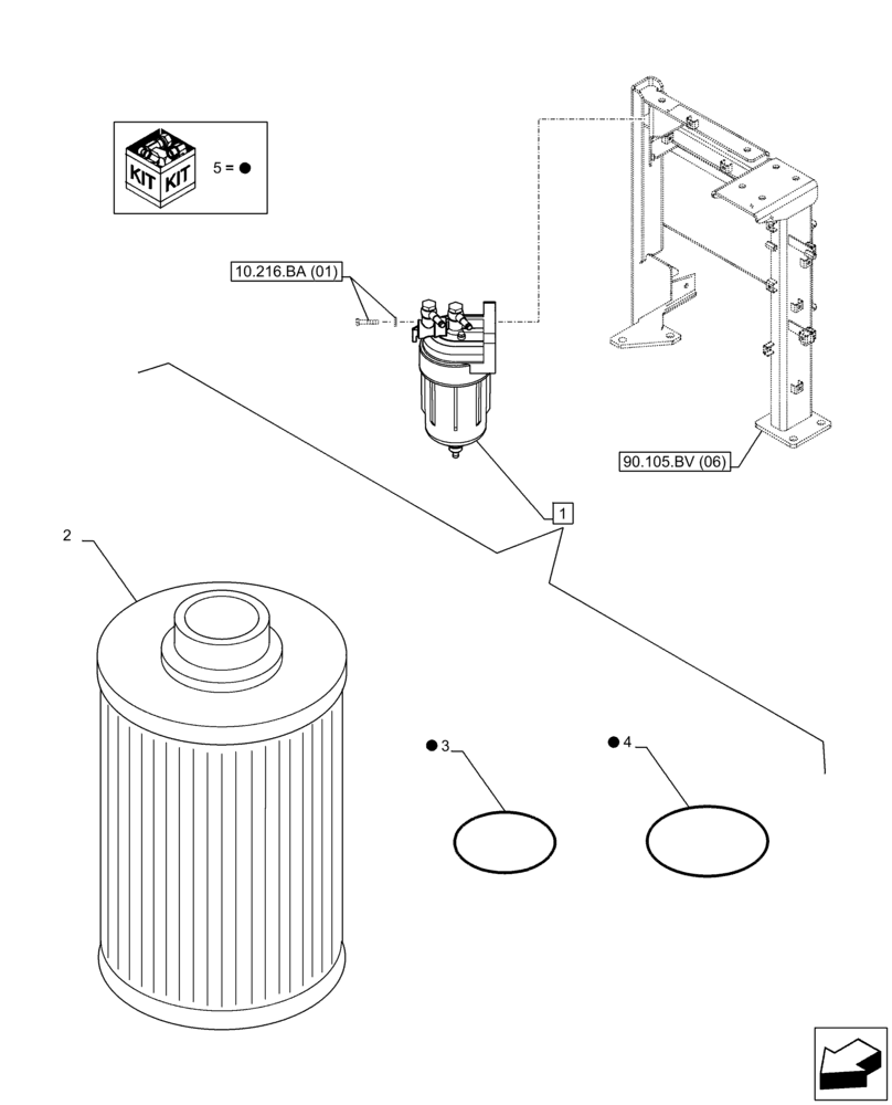 Схема запчастей Case CX250D LC - (10.206.AO) - FUEL FILTER (10) - ENGINE