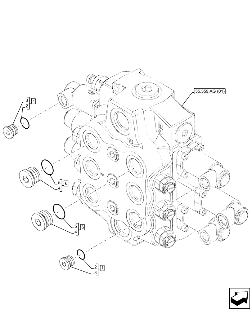 Схема запчастей Case 21F - (35.525.AA[03]) - VAR - 402044 - AUXILIARY HYDRAULIC, LINES, PLUG (35) - HYDRAULIC SYSTEMS