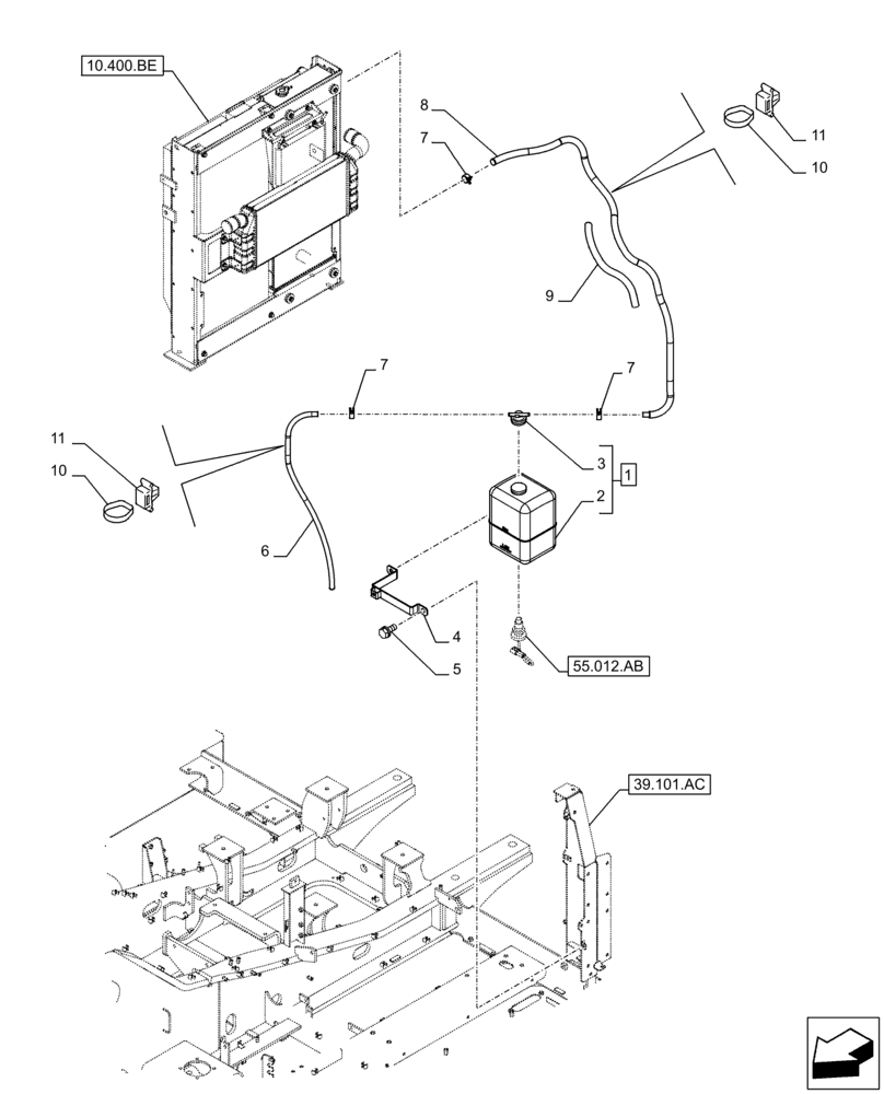 Схема запчастей Case CX250D LC - (10.400.BH) - RADIATOR, EXPANSION TANK (10) - ENGINE