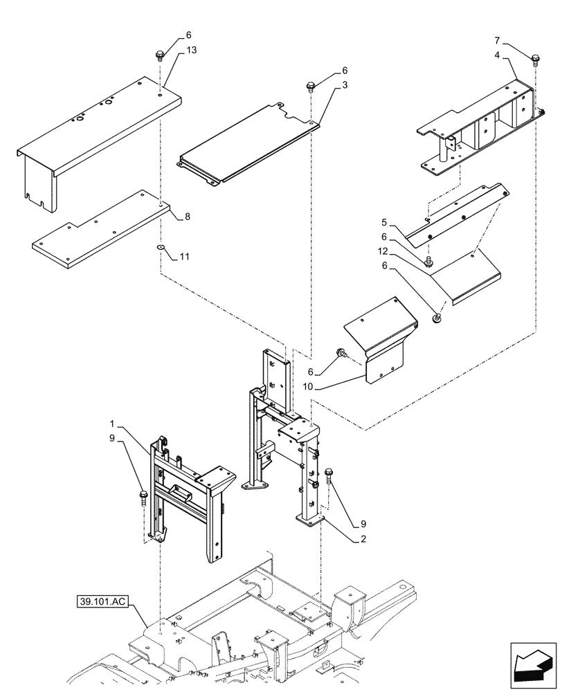 Схема запчастей Case CX250D LC - (90.105.BV[06]) - STD + VAR - 488031 - HOUSING & COVERS (90) - PLATFORM, CAB, BODYWORK AND DECALS