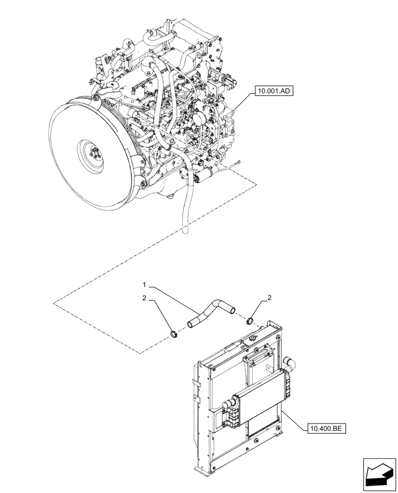 Схема запчастей Case CX250D LC - (10.400.AQ) - RADIATOR, WATER PUMP, HOSE (10) - ENGINE