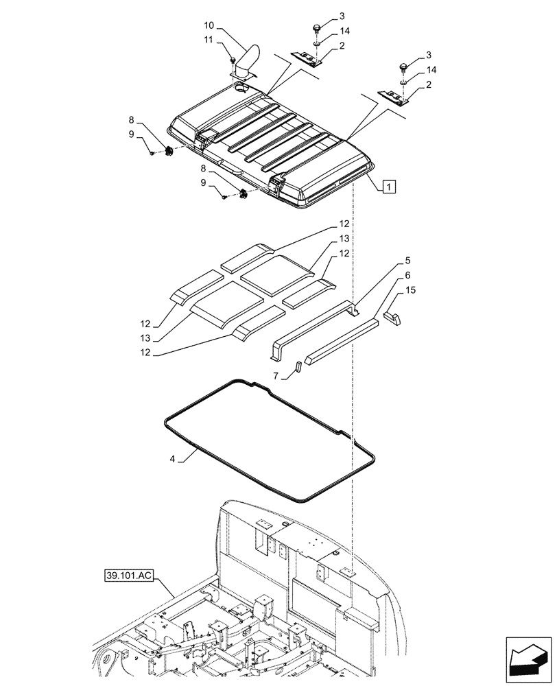 Схема запчастей Case CX250D LC LR - (90.100.AU[03]) - VAR - 481027 - ENGINE HOOD, TROPICAL COOLING PACKAGE (90) - PLATFORM, CAB, BODYWORK AND DECALS