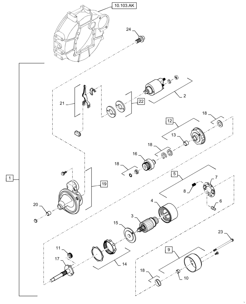 Схема запчастей Case CX31B - (55.201.AE) - STARTING, MOTOR (55) - ELECTRICAL SYSTEMS