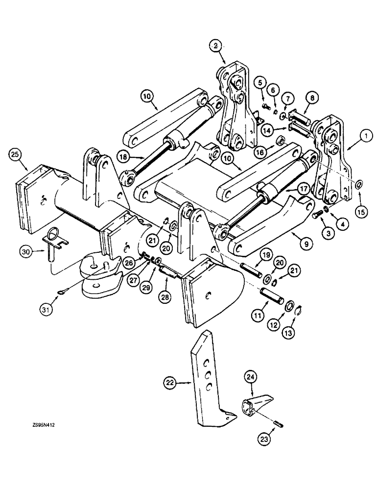 Схема запчастей Case 1150E - (9-030) - RIPPER (09) - CHASSIS/ATTACHMENTS