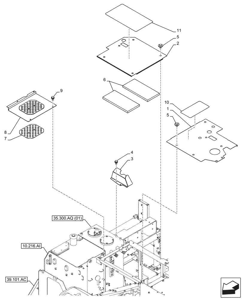 Схема запчастей Case CX250D LC - (90.105.BV[04]) - VAR - 481027 - TOP COVER, PLATE, TROPICAL COOLING PACKAGE (90) - PLATFORM, CAB, BODYWORK AND DECALS