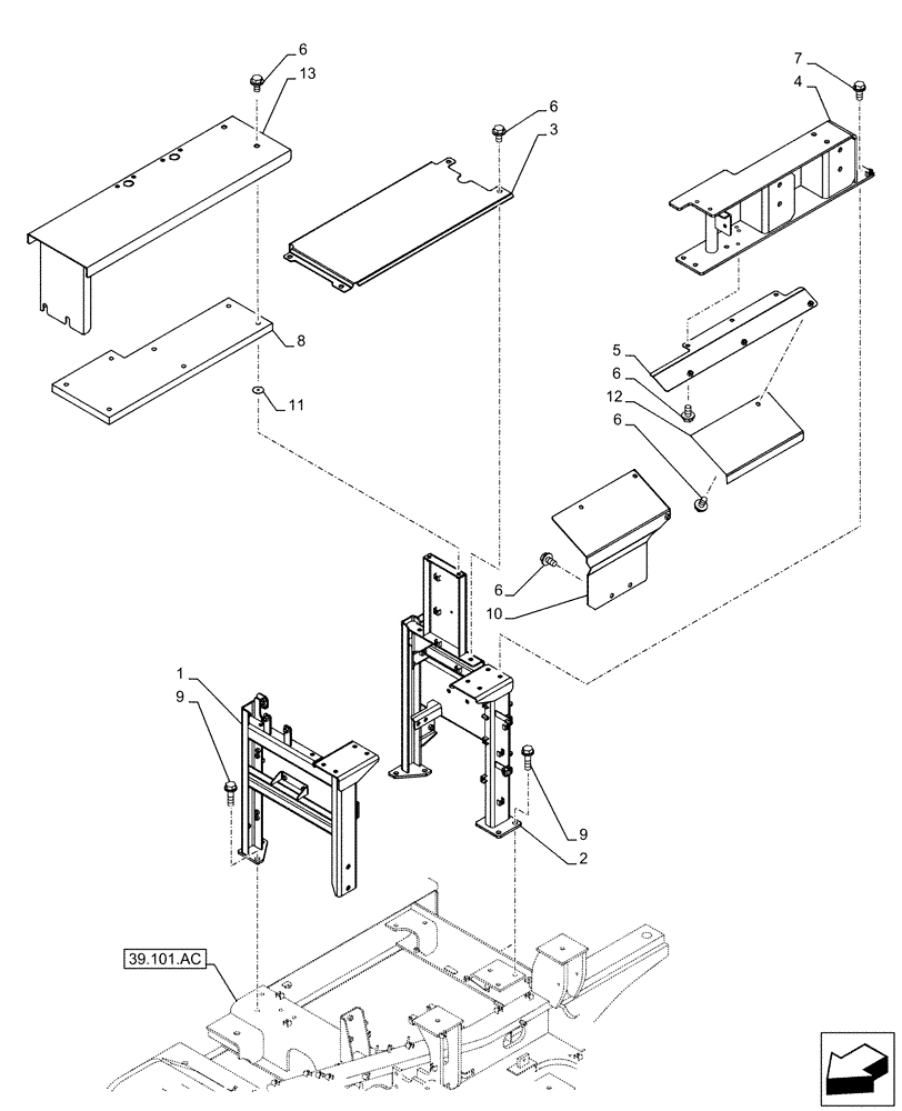 Схема запчастей Case CX250D LC - (90.105.BV[13]) - STD + VAR - 481027 - HOUSING & COVERS, TROPICAL COOLING PACKAGE (90) - PLATFORM, CAB, BODYWORK AND DECALS
