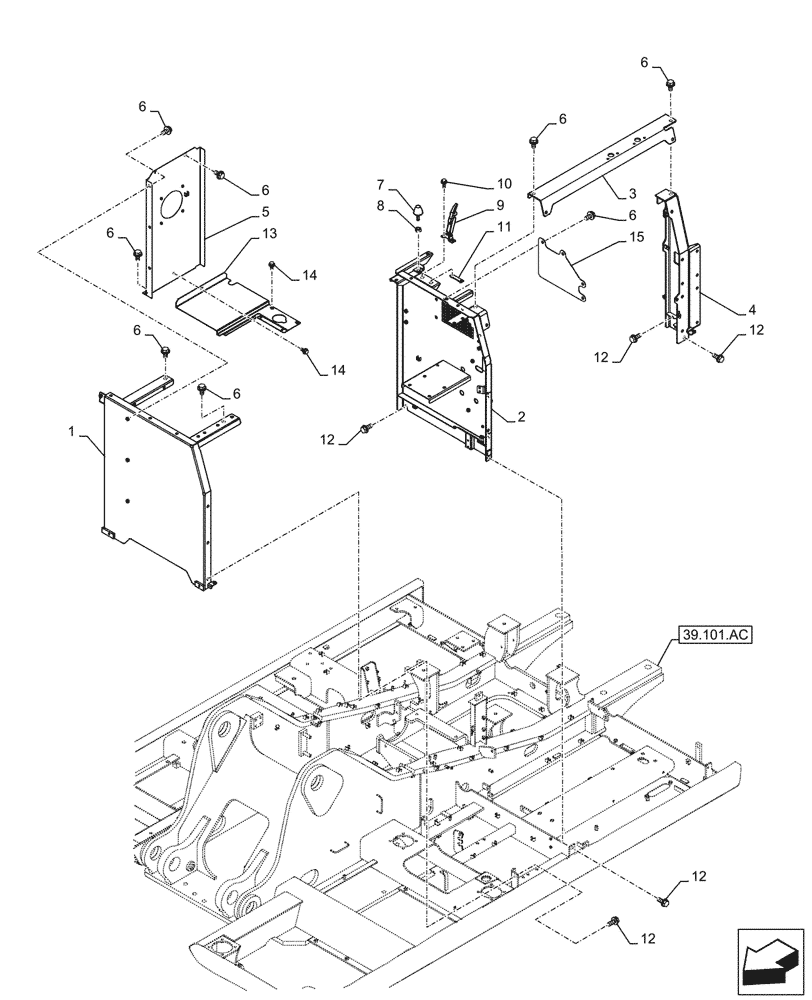 Схема запчастей Case CX250D LC - (90.105.BV[15]) - STD + VAR - 481027 - HOUSING & COVERS, TROPICAL COOLING PACKAGE (90) - PLATFORM, CAB, BODYWORK AND DECALS
