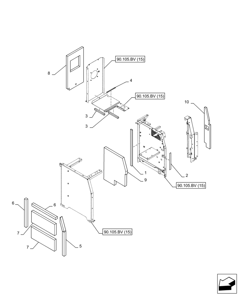 Схема запчастей Case CX250D LC LR - (90.105.BV[17]) - VAR - 481027 - HOUSING & COVERS, INSULATION, TROPICAL COOLING PACKAGE (90) - PLATFORM, CAB, BODYWORK AND DECALS