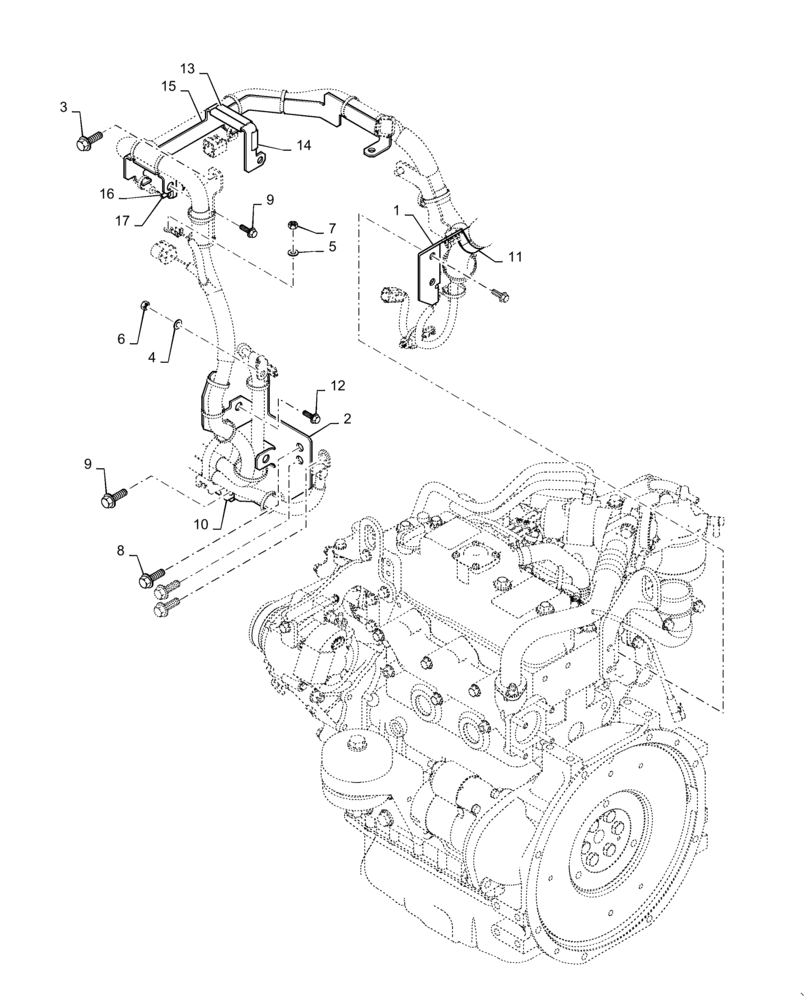 Схема запчастей Case CX31B - (55.100.DP[02]) - HARNESS, ASSY, UPPER, FRAME (OVER ENGINE) (55) - ELECTRICAL SYSTEMS