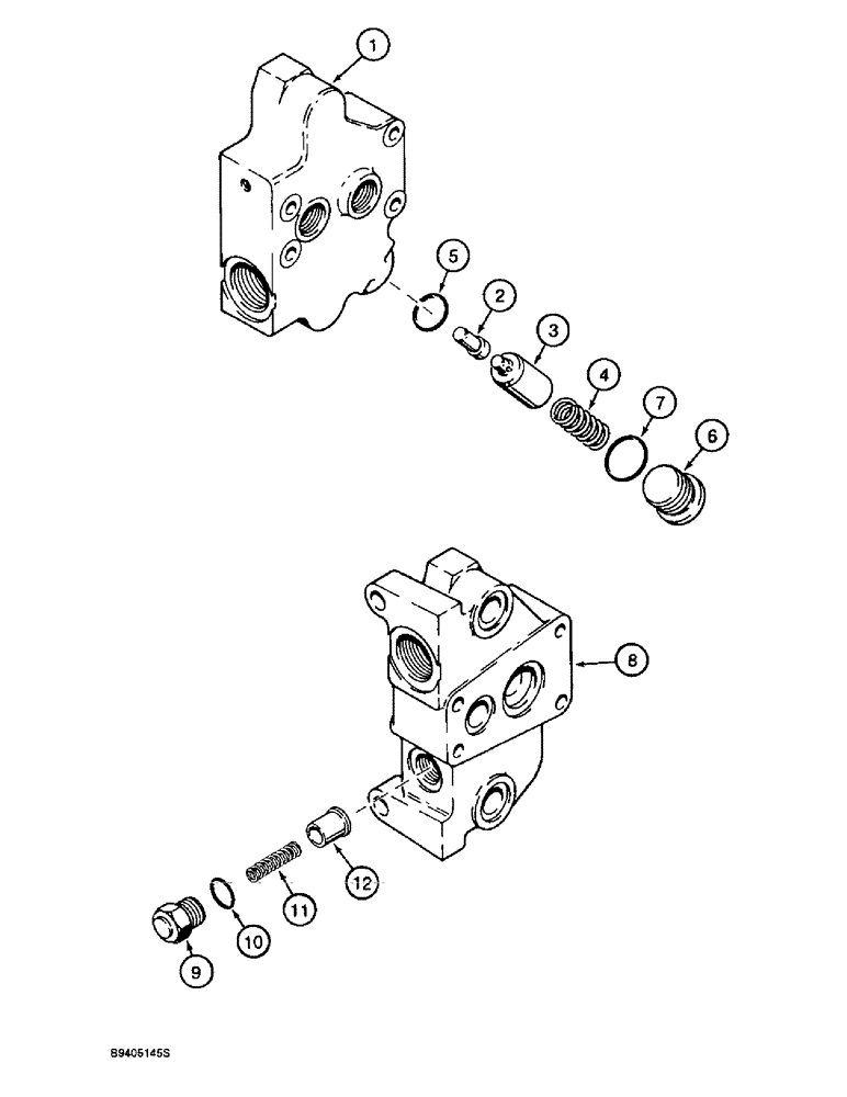 Схема запчастей Case 590L - (8-110) - BACKHOE CONTROL VALVE, INLET AND OUTLET SECTIONS, OUTLET SECTIONS (08) - HYDRAULICS
