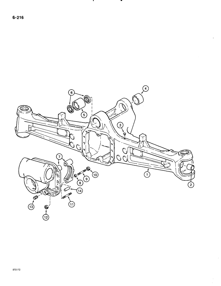 Схема запчастей Case 580K - (06-216) - FRONT DRIVE AXLE, AXLE HOUSING (06) - POWER TRAIN