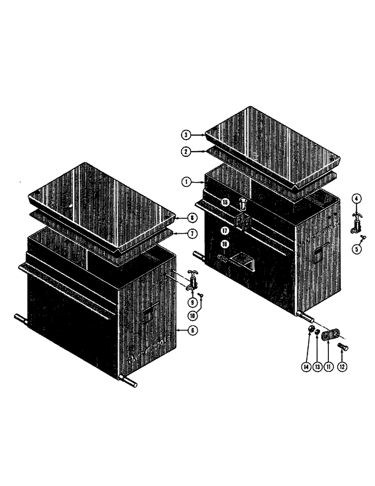Схема запчастей Case 420B - (25) - 700 POUND AND 900 POUND REAR WEIGHT BOXES, TRACTOR WITH BACKHOE REMOVED 
