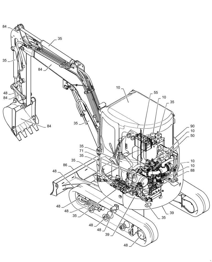 Схема запчастей Case CX36B - (00.000.00) - PICTORIAL INDEX - MAIN SECTIONS (00) - GENERAL & PICTORIAL INDEX