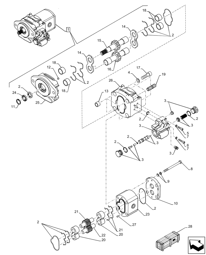Схема запчастей Case 321F - (35.220.AA[04]) - VAR - 732003, 732004, 734591, 734649, 734650 - HYDRAULIC PUMP, GEAR, COMPONENTS (35) - HYDRAULIC SYSTEMS
