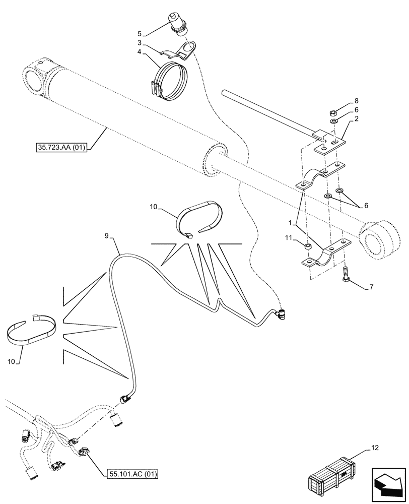 Схема запчастей Case 221F - (55.415.AA) - VAR - 782734 - LOADER BUCKET, CONTROL, HARNESS (55) - ELECTRICAL SYSTEMS