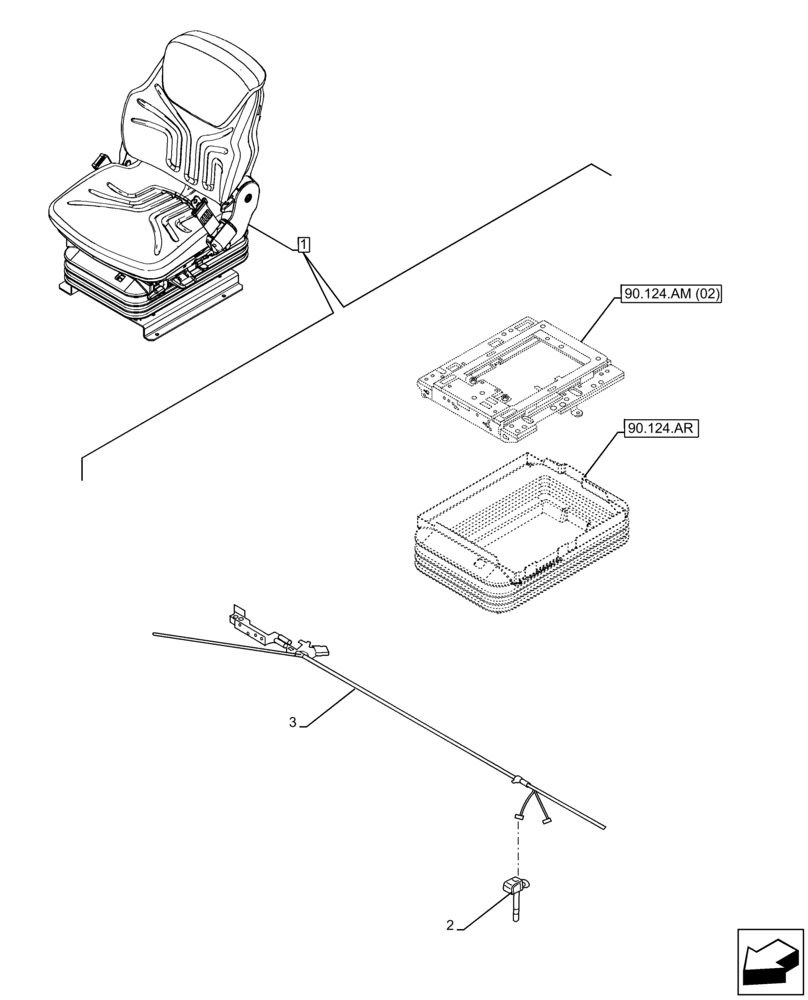 Схема запчастей Case 121F - (55.512.CQ) - VAR - 734590 - SEAT, AIR SUSPENSION, CONTROL, SENSOR (55) - ELECTRICAL SYSTEMS