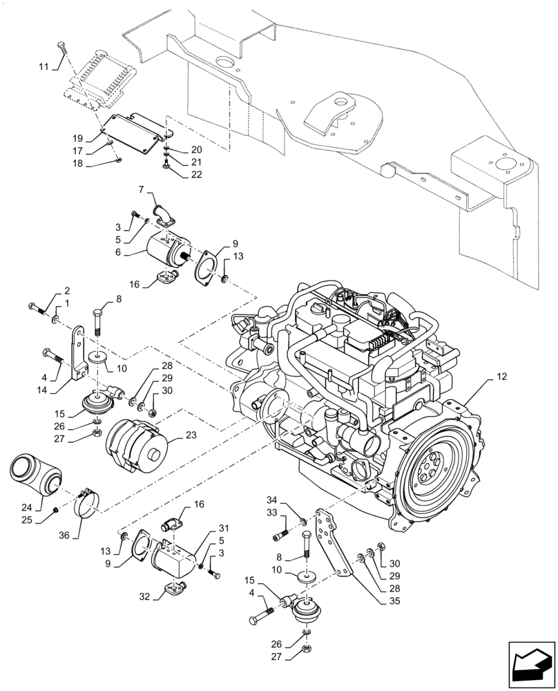 Схема запчастей Case DV210C - (10.001.AK[01]) - ENGINE INSTALLATION (10) - ENGINE