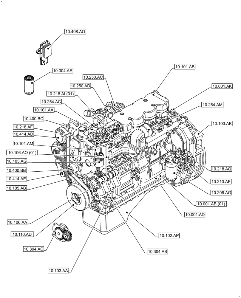 Схема запчастей Case F4HFE613G B004 - (00.000.10) - PICTORIAL INDEX - ENGINE (00) - GENERAL & PICTORIAL INDEX